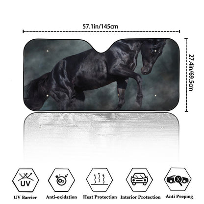 Black Stallion Horse Print Car Windshield Sun Shade