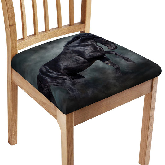 Black Stallion Horse Print Chair Cushion Cover