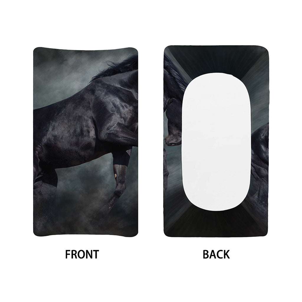 Black Stallion Horse Print Changing Pad Cover
