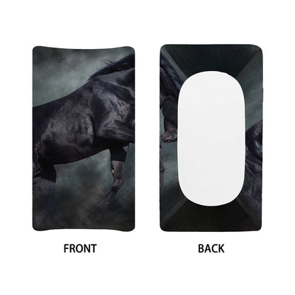 Black Stallion Horse Print Changing Pad Cover