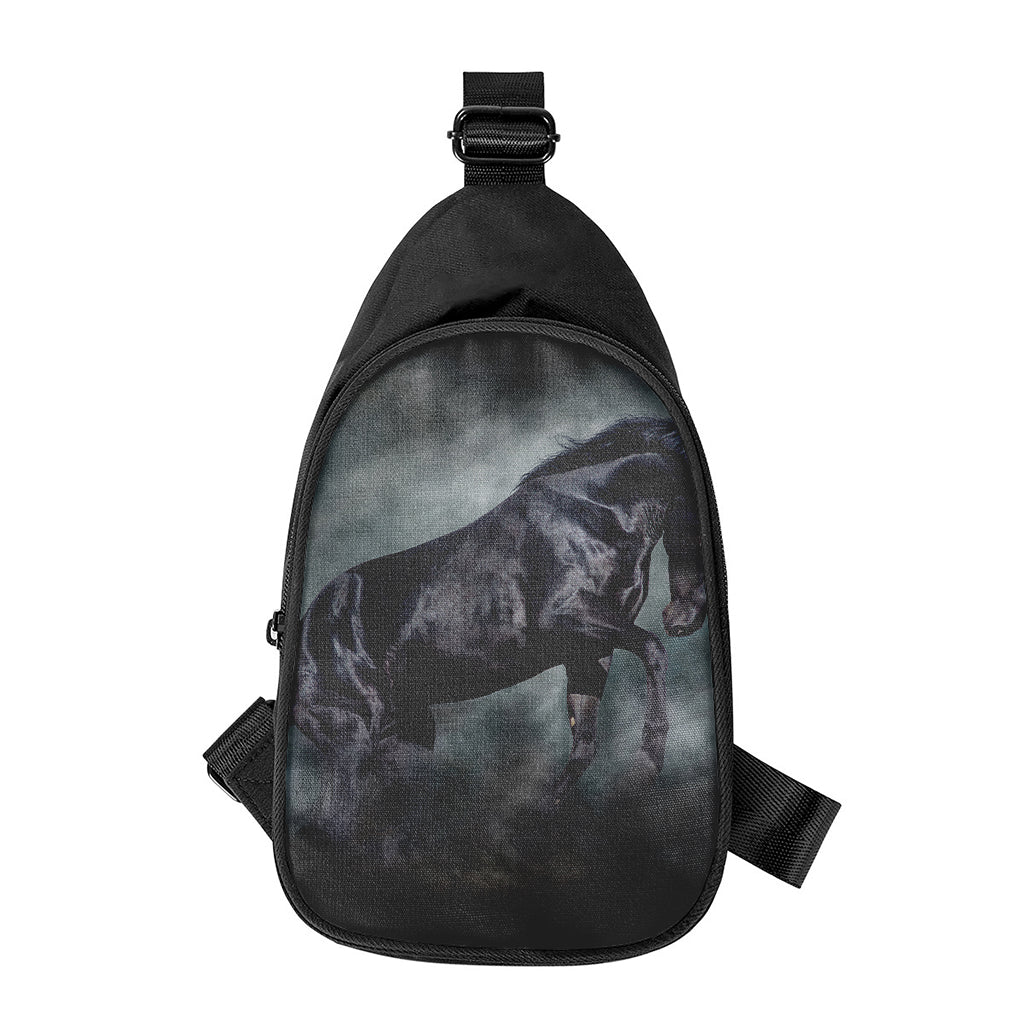 Black Stallion Horse Print Chest Bag