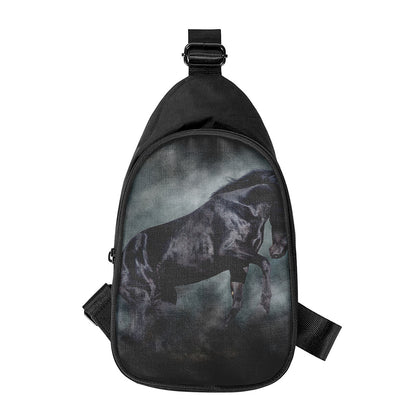 Black Stallion Horse Print Chest Bag