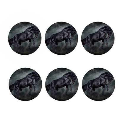 Black Stallion Horse Print Coaster Set