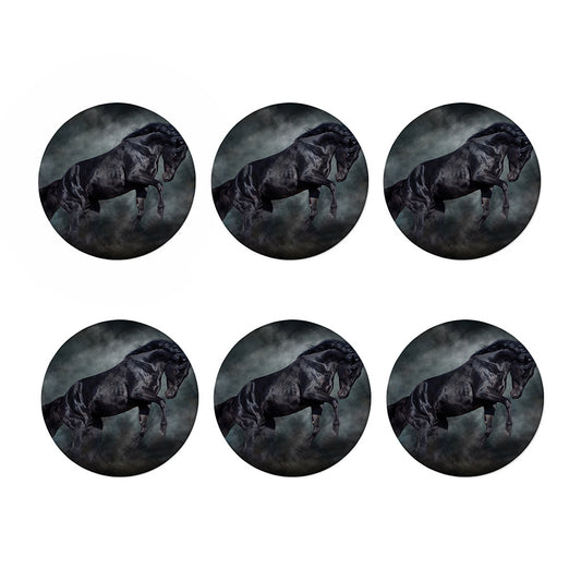 Black Stallion Horse Print Coaster Set