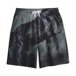 Black Stallion Horse Print Cotton Shorts