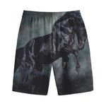 Black Stallion Horse Print Cotton Shorts