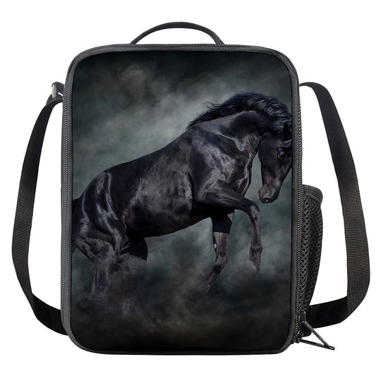 Black Stallion Horse Print Crossbody Lunch Bag