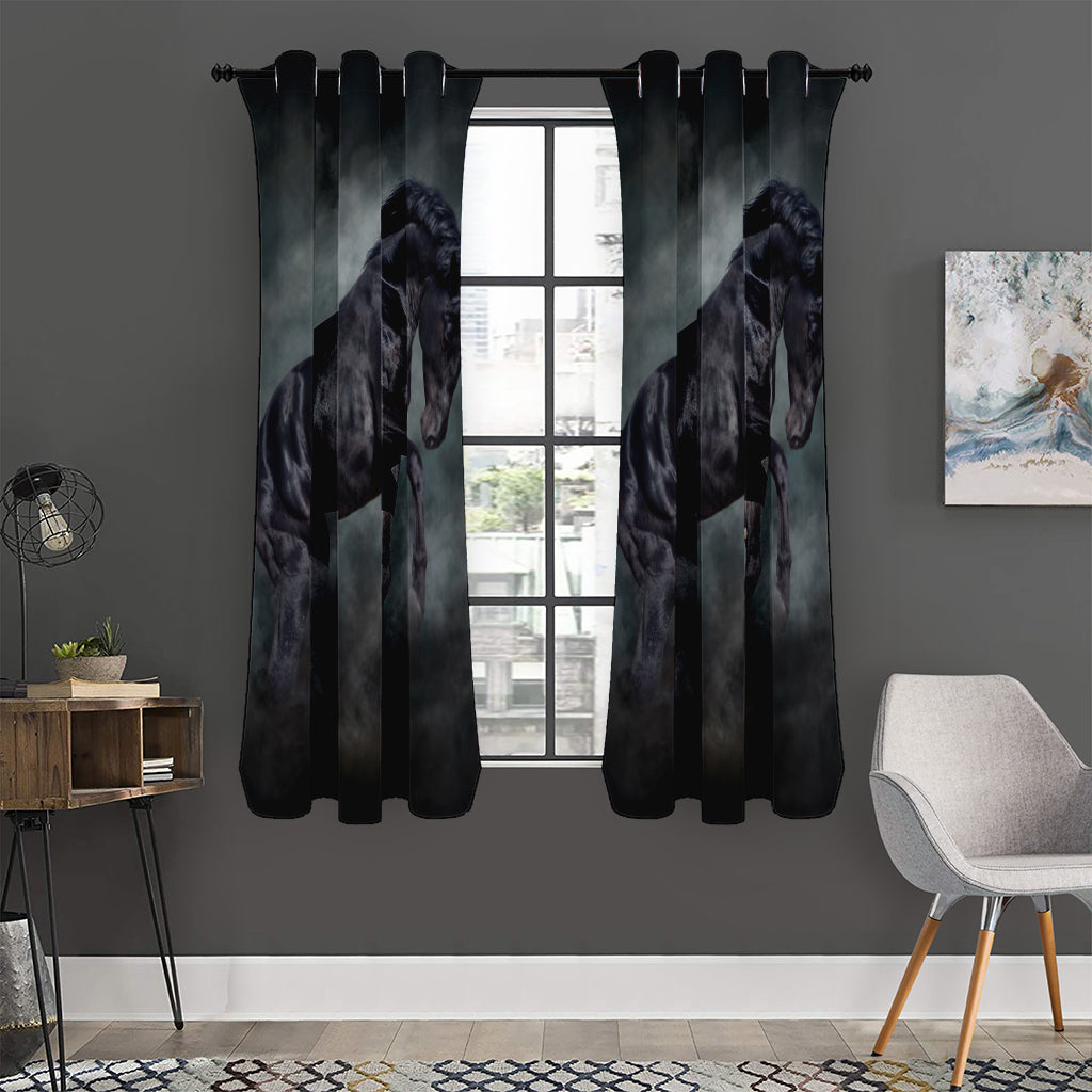 Black Stallion Horse Print Curtain