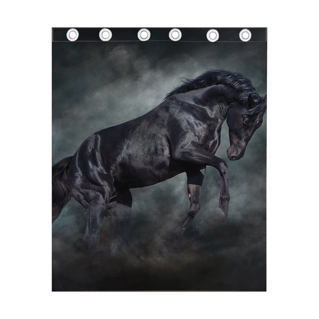 Black Stallion Horse Print Curtain