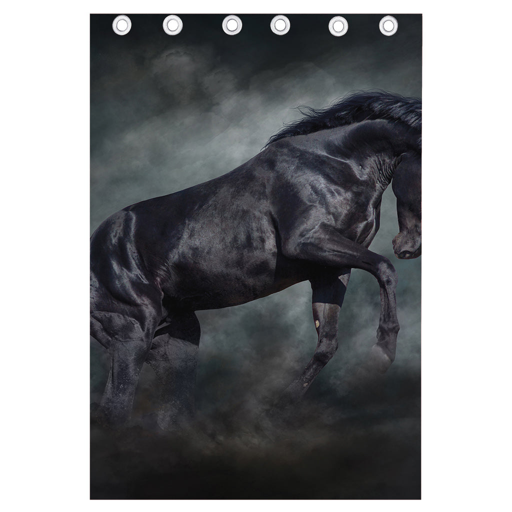 Black Stallion Horse Print Curtain