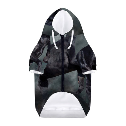 Black Stallion Horse Print Dog Zip Up Hoodie