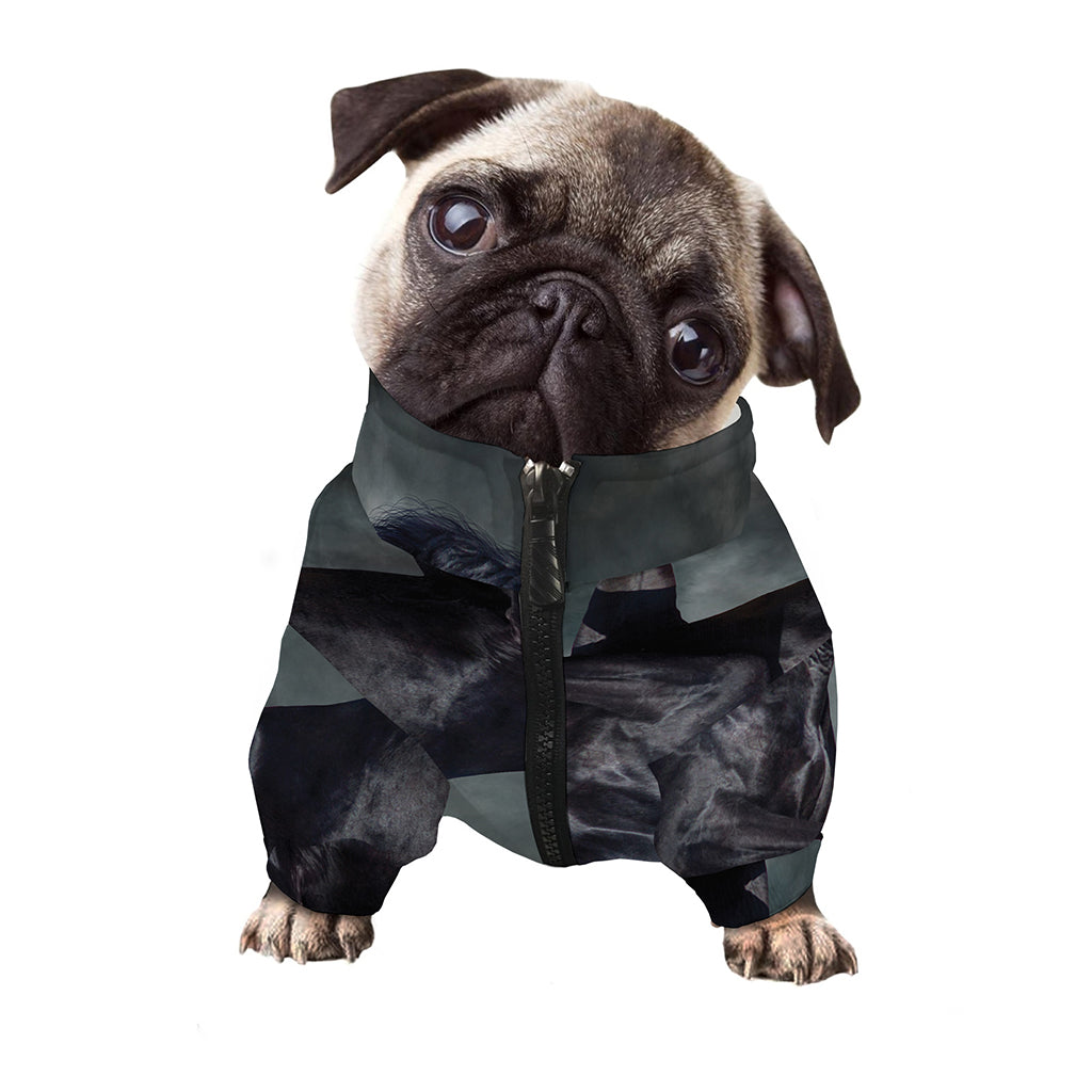 Black Stallion Horse Print Dog Zip Up Jacket