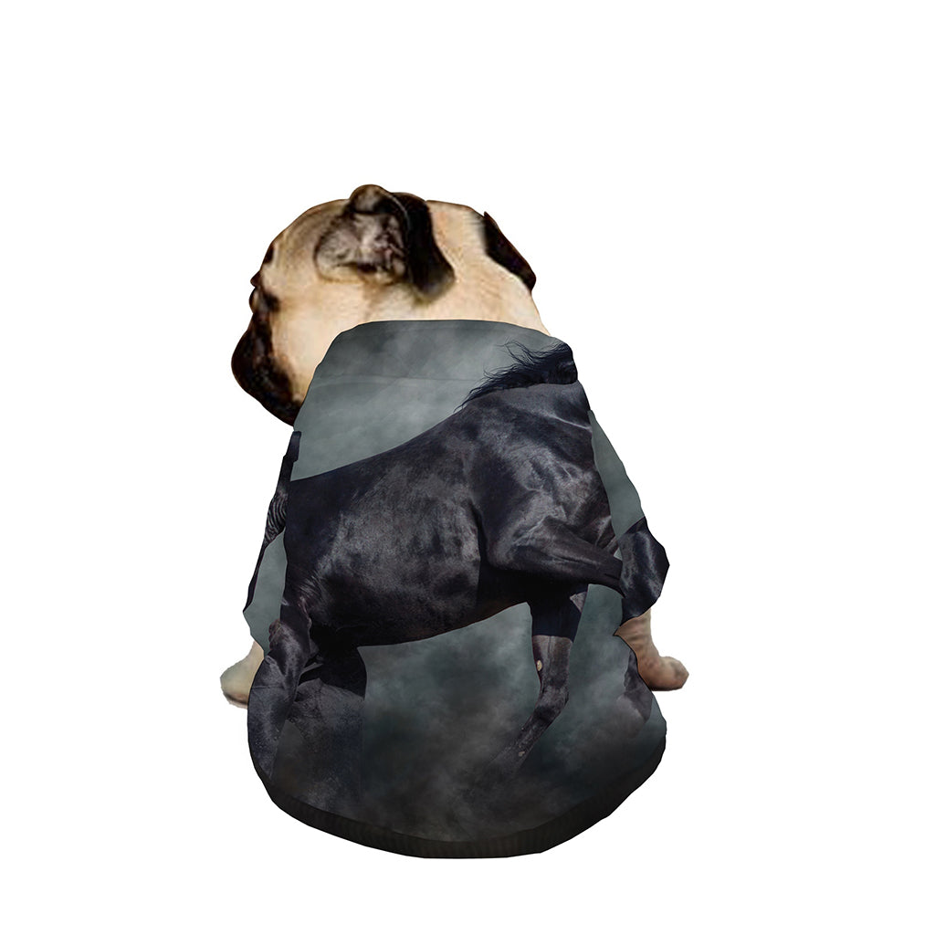 Black Stallion Horse Print Dog Zip Up Jacket