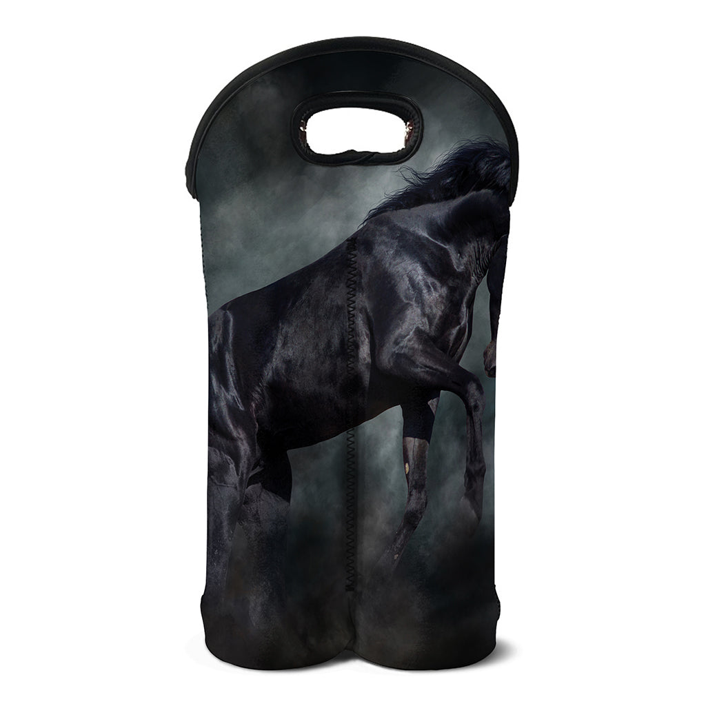 Black Stallion Horse Print Double Neoprene Wine Tote