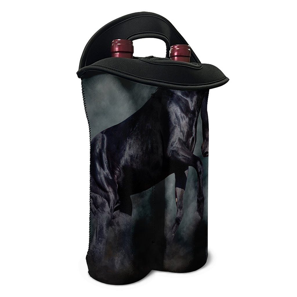 Black Stallion Horse Print Double Neoprene Wine Tote