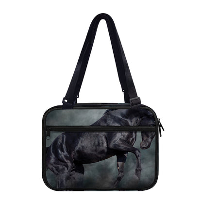 Black Stallion Horse Print Double Strap Bible Bag