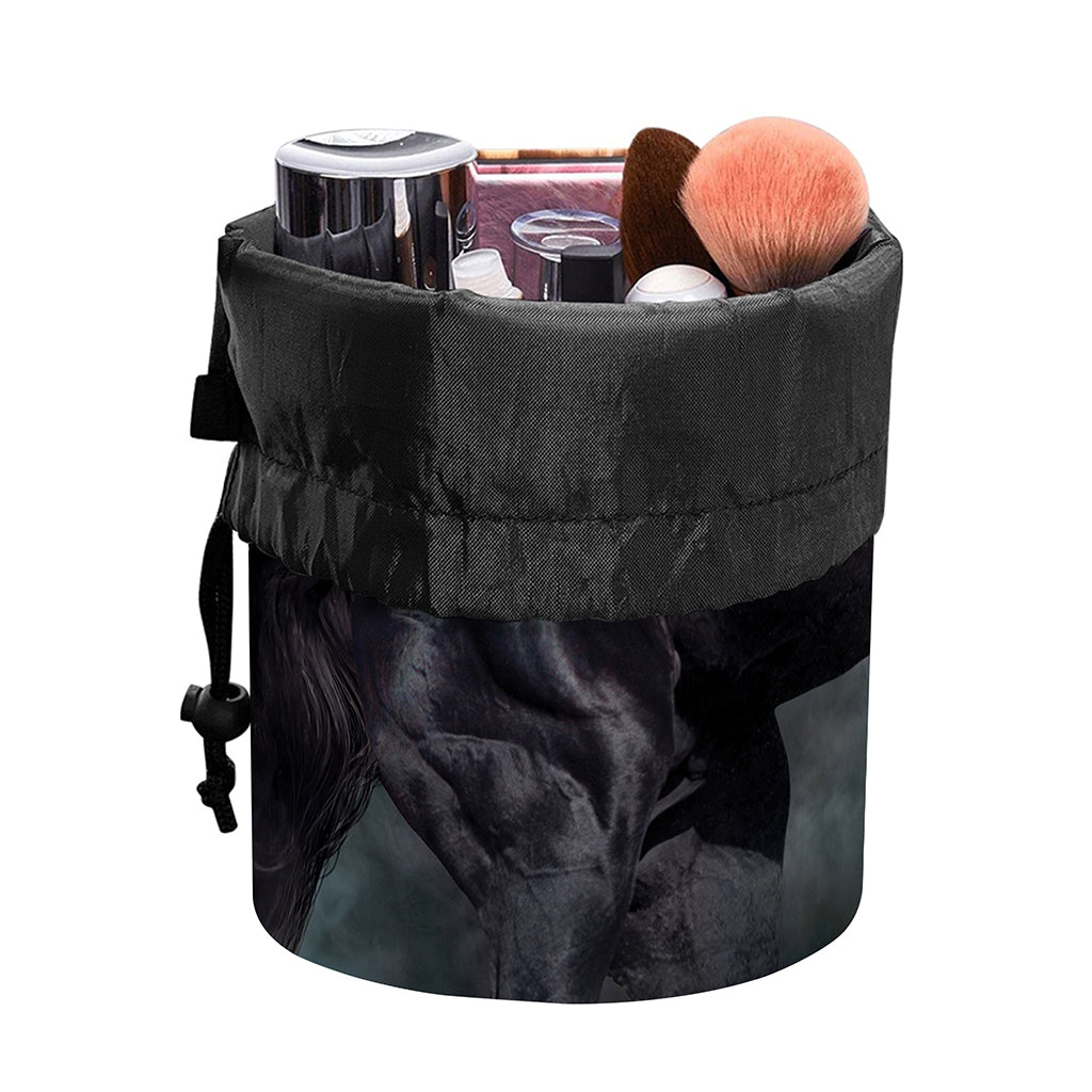 Black Stallion Horse Print Drawstring Makeup Bag