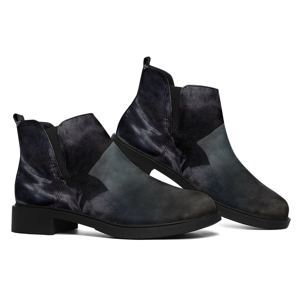 Black Stallion Horse Print Flat Ankle Boots
