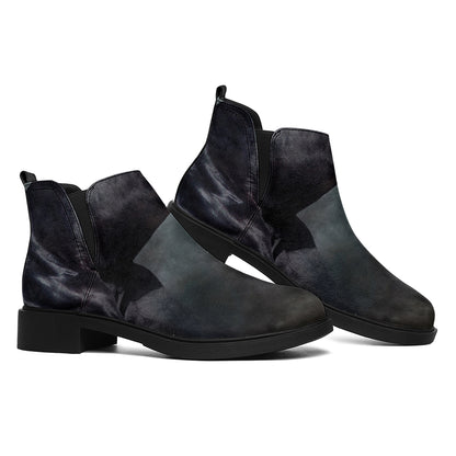 Black Stallion Horse Print Flat Ankle Boots