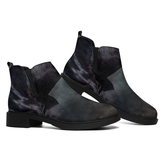 Black Stallion Horse Print Flat Ankle Boots