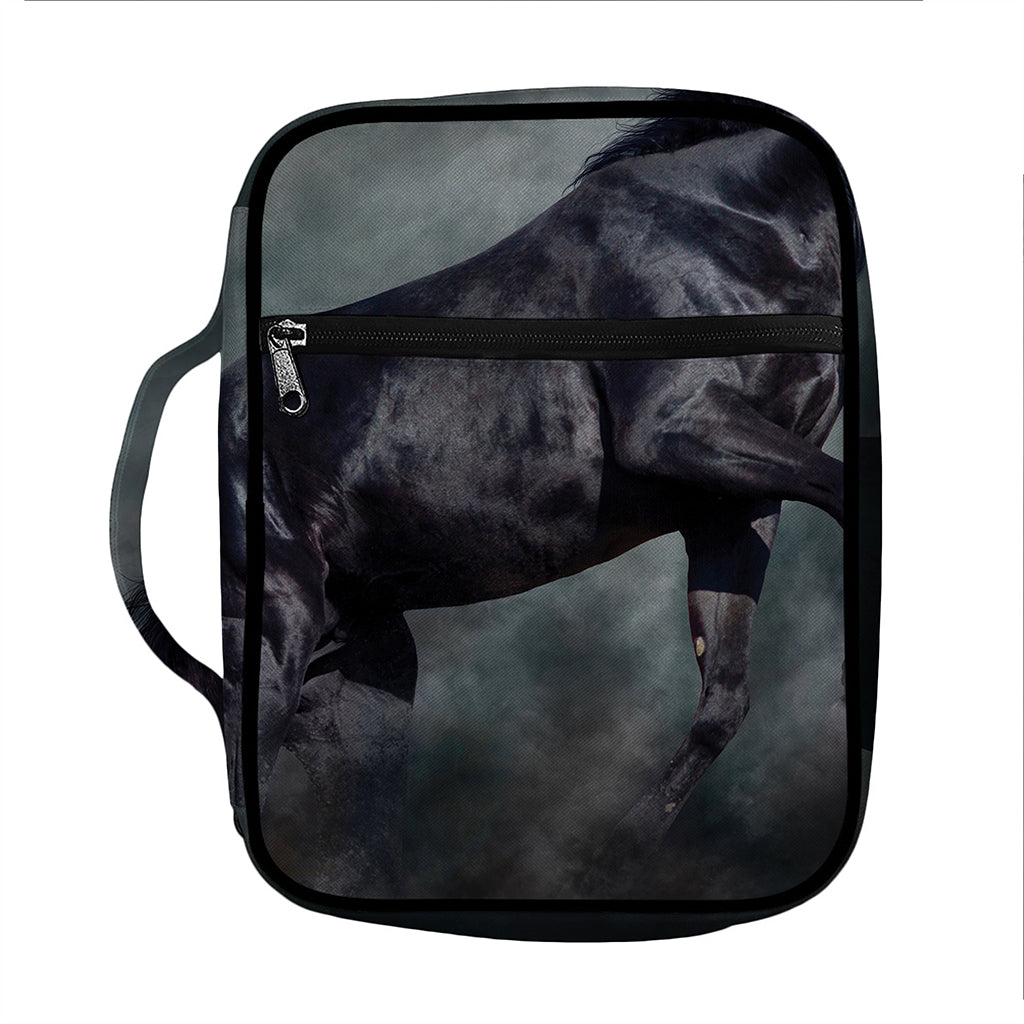 Black Stallion Horse Print Front Pocket Bible Bag