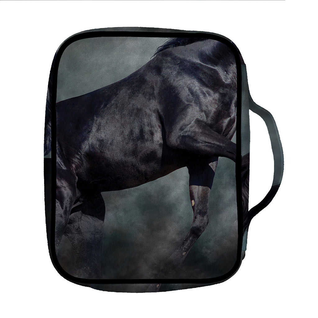 Black Stallion Horse Print Front Pocket Bible Bag