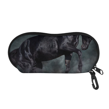 Black Stallion Horse Print Glasses Case