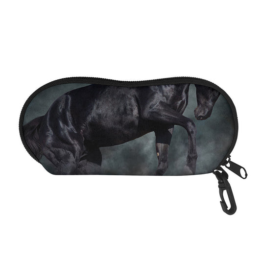 Black Stallion Horse Print Glasses Case