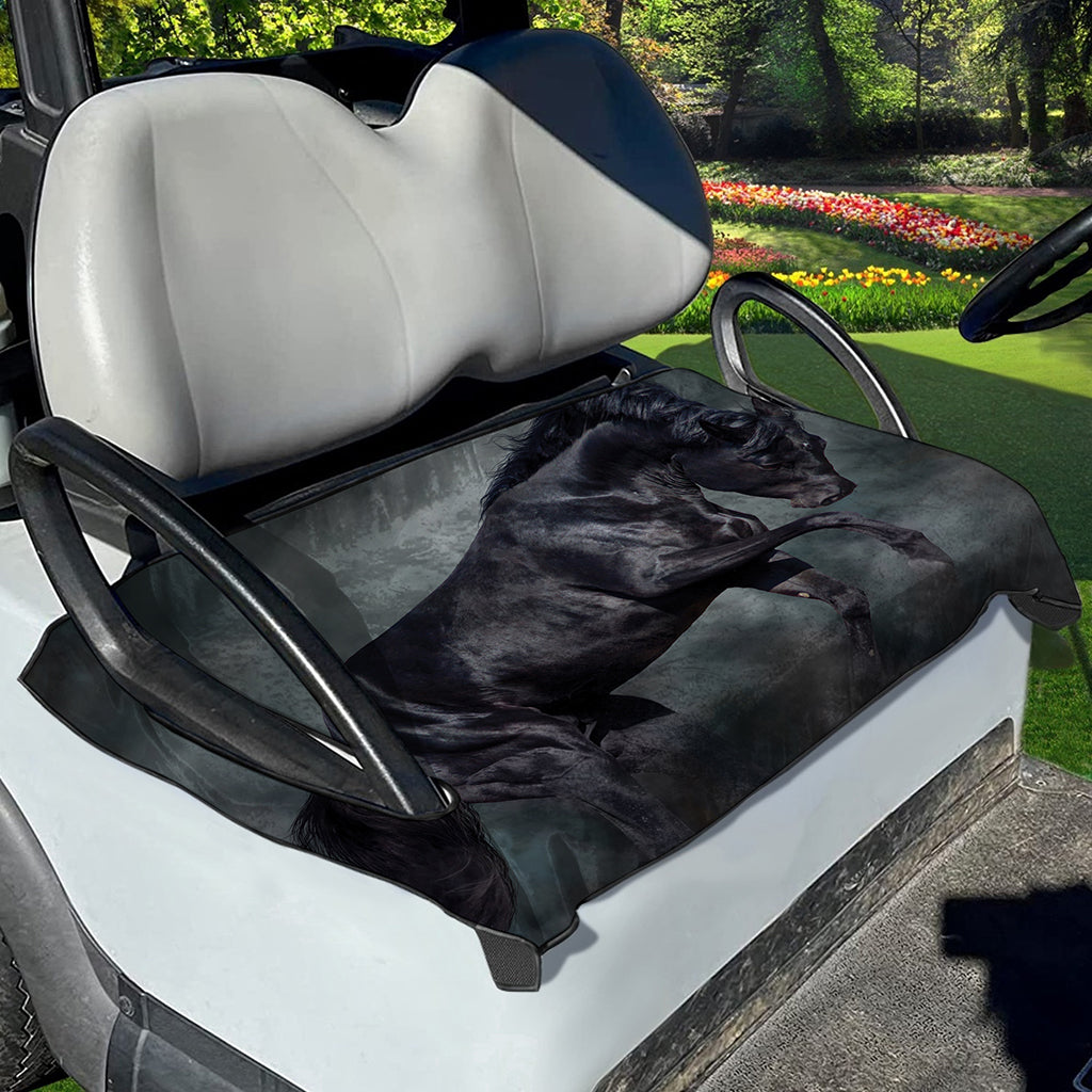 Black Stallion Horse Print Golf Cart Seat Cover