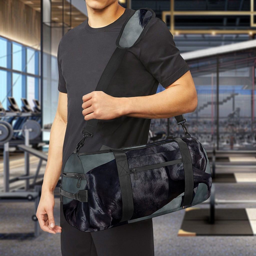 Black Stallion Horse Print Gym Bag