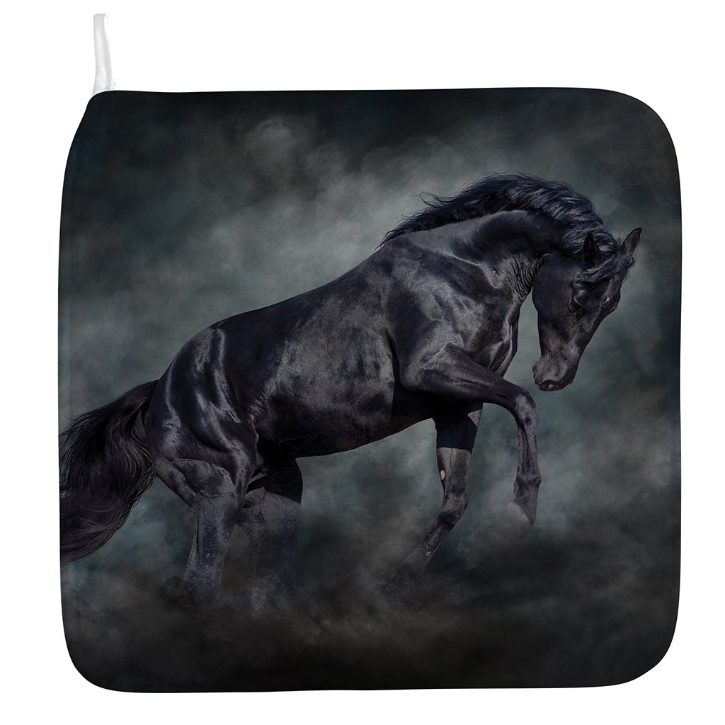 Black Stallion Horse Print Hand Towel