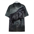 Black Stallion Horse Print Hawaiian Shirt