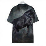 Black Stallion Horse Print Hawaiian Shirt