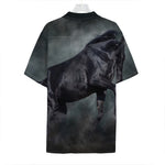 Black Stallion Horse Print Hawaiian Shirt