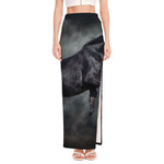 Black Stallion Horse Print High Slit Maxi Skirt