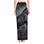 Black Stallion Horse Print High Slit Maxi Skirt
