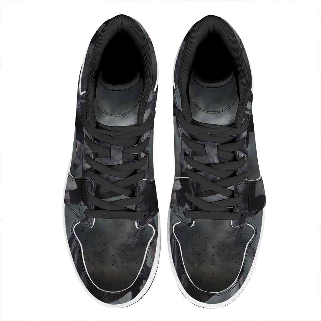 Black Stallion Horse Print High Top Leather Sneakers