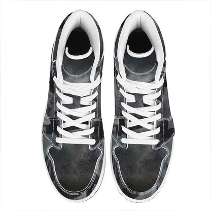 Black Stallion Horse Print High Top Leather Sneakers