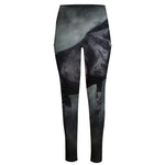Black Stallion Horse Print High-Waisted Pocket Leggings