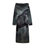 Black Stallion Horse Print Hooded Bathrobe