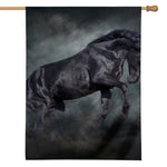 Black Stallion Horse Print House Flag