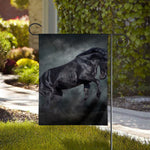 Black Stallion Horse Print House Flag