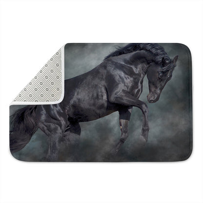 Black Stallion Horse Print Indoor Door Mat