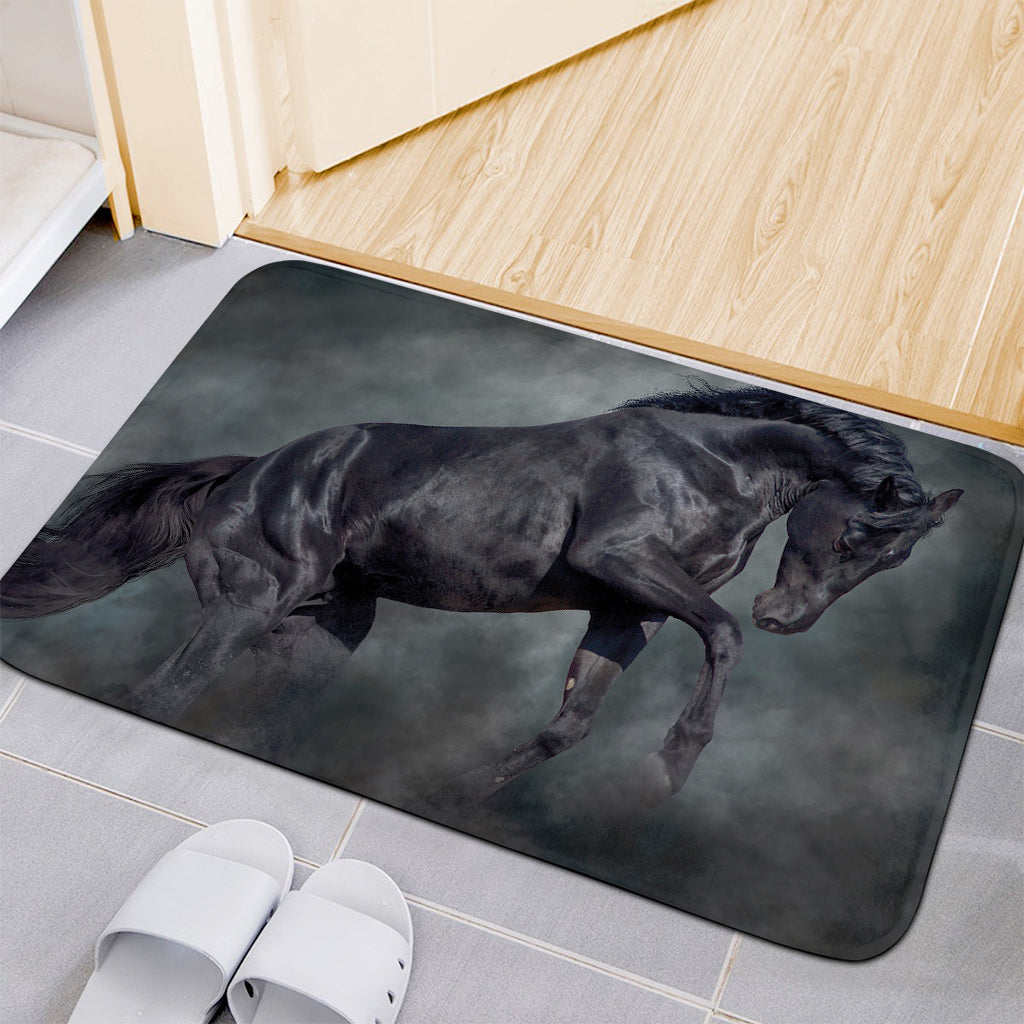 Black Stallion Horse Print Indoor Door Mat