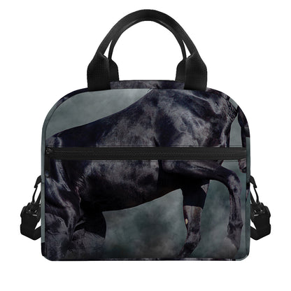 Black Stallion Horse Print Insulated Lunch Bag