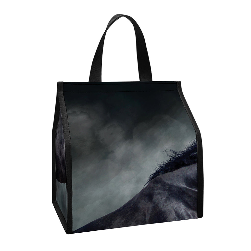 Black Stallion Horse Print Insulated Lunch Tote