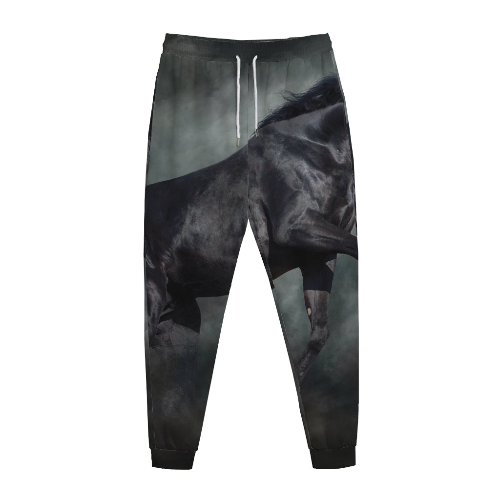 Black Stallion Horse Print Jogger Pants