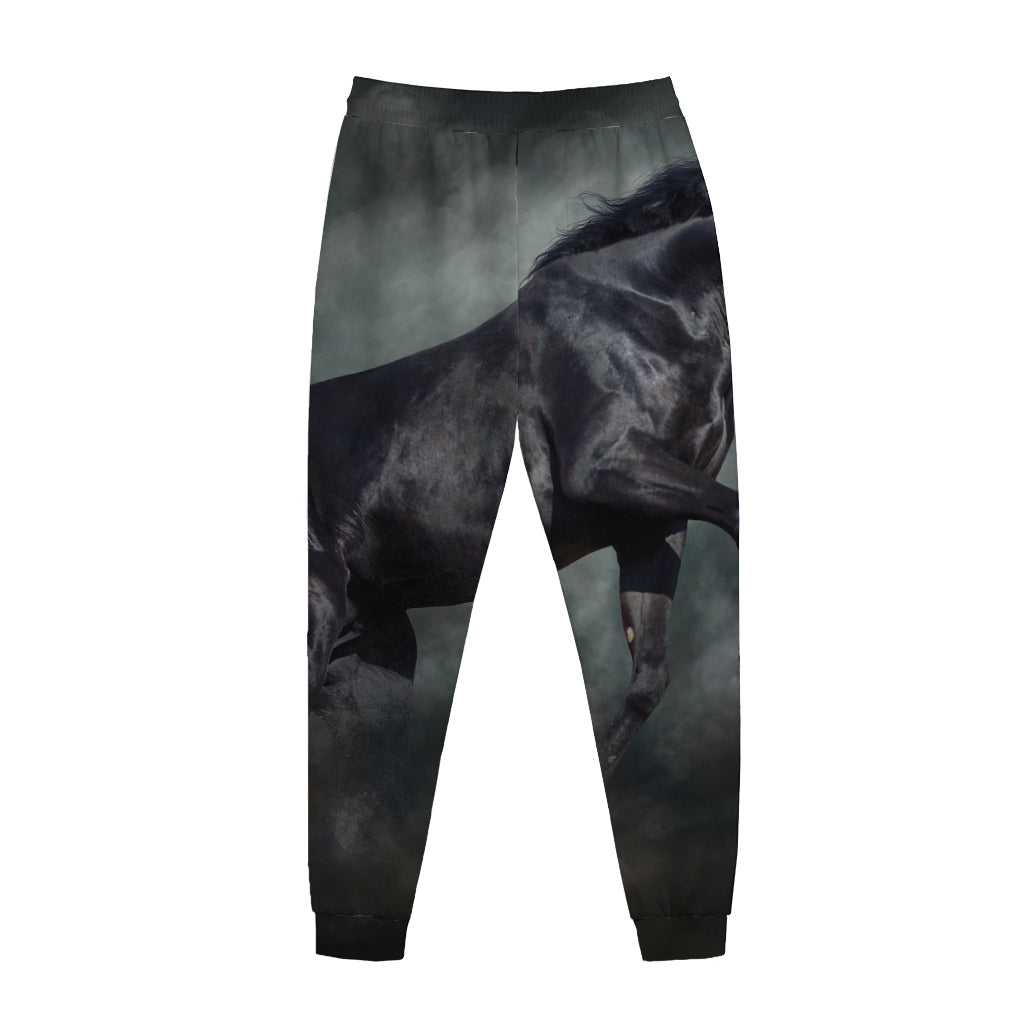 Black Stallion Horse Print Jogger Pants