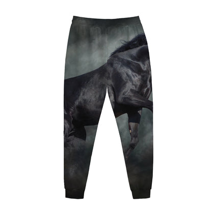 Black Stallion Horse Print Jogger Pants