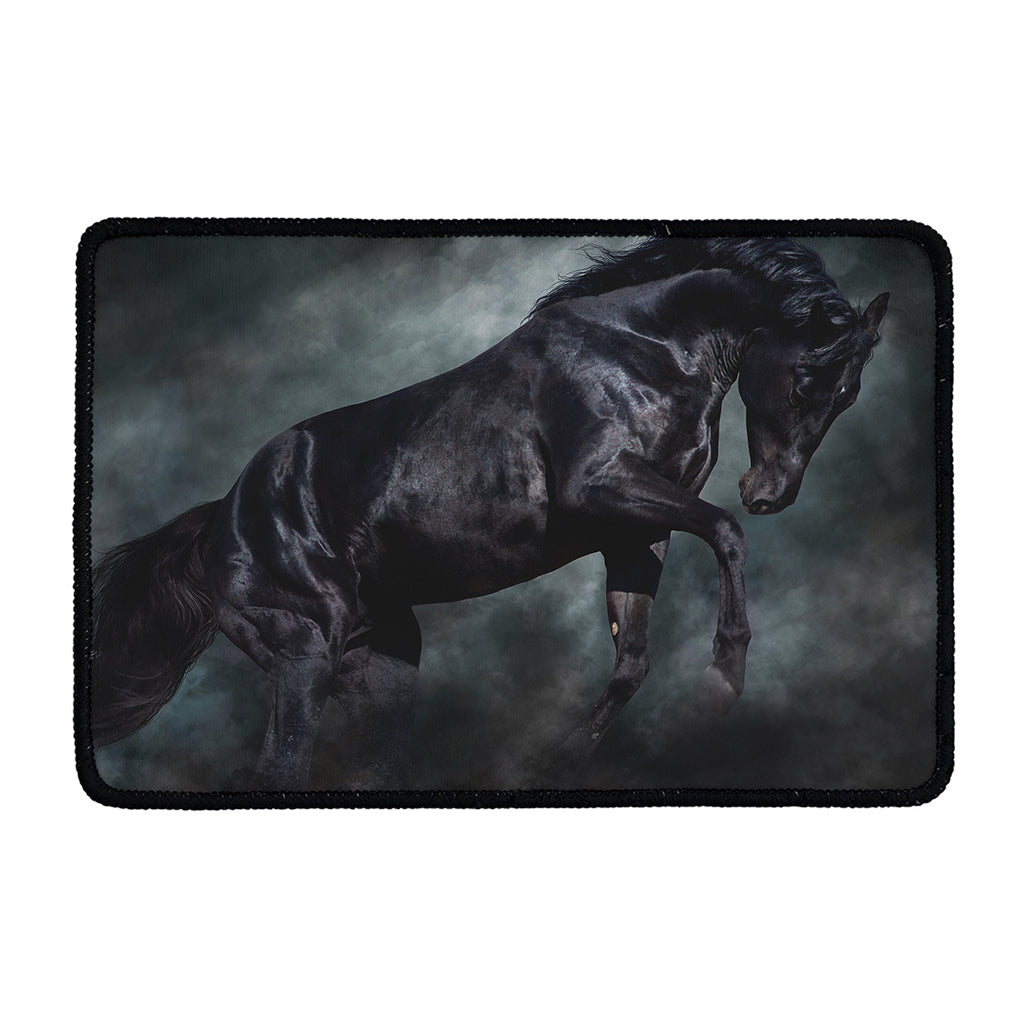 Black Stallion Horse Print Kitchen Mat